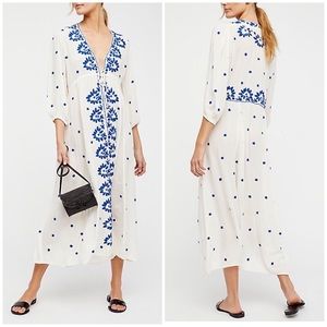 Free People Embroidered Fable Midi Drese